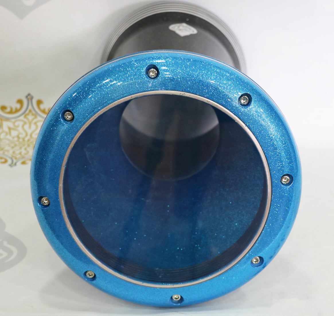 Crown Darbuka Premium Sparkling Black and Blue 8 pegs #0776