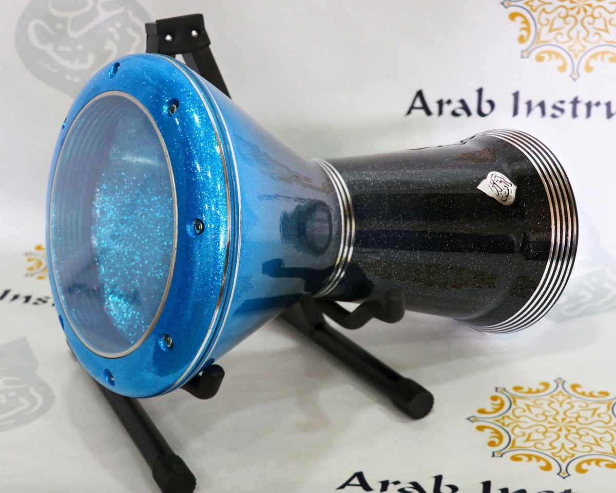 Crown Darbuka Premium Sparkling Black and Blue 8 pegs #0776