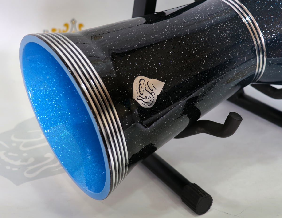 Crown Darbuka Premium Sparkling Black and Blue 8 pegs #0776